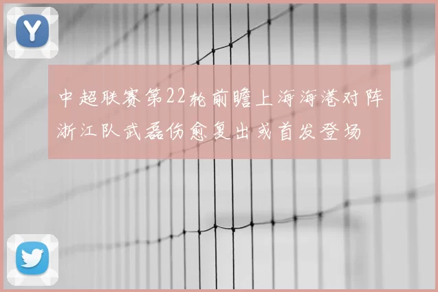 中超联赛第22轮前瞻上海海港对阵浙江队武磊伤愈复出或首发登场